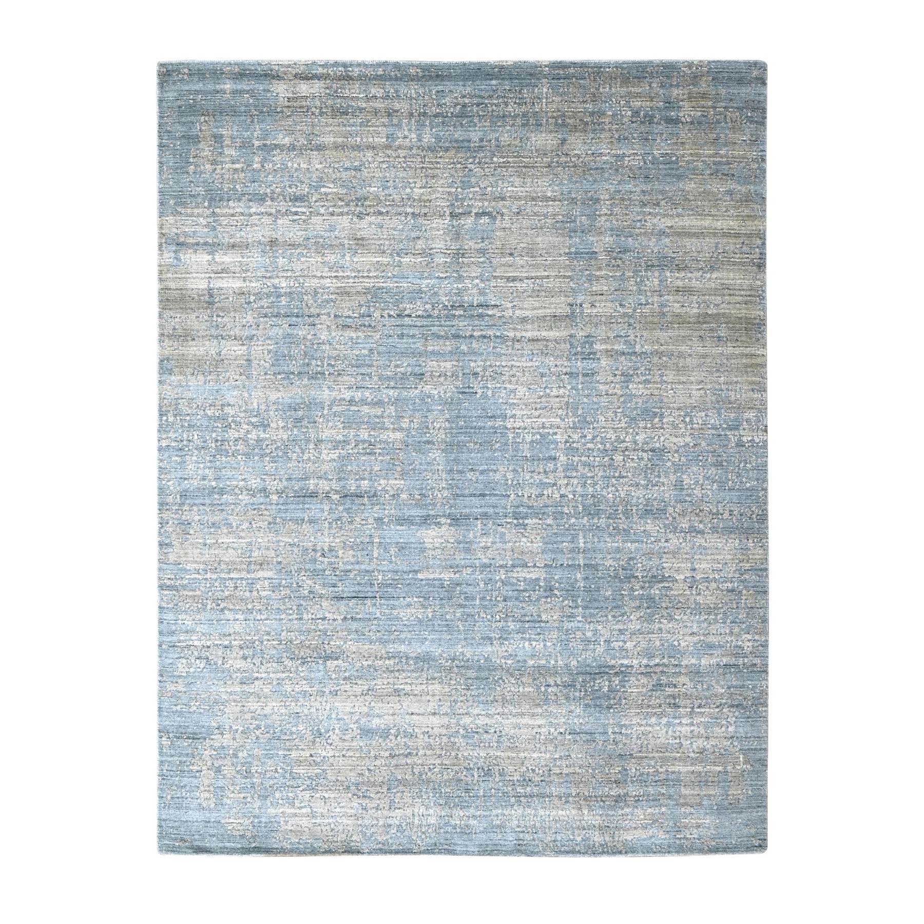 Marengo Gray, Modern Design, Hand Loomed, Wool and Plant Based Silk, Textured Pile, Oriental Rug